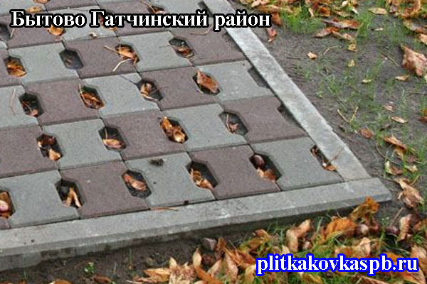 Укладка тротуарной плитки Катушка в деревне Бытово (Гатчинский район, Ленинградской области)